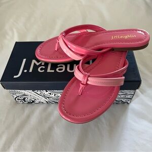 J. MCLAUGHLIN Caitlin Thong Toe Sandals Patent Leather Pink NWB Size 7